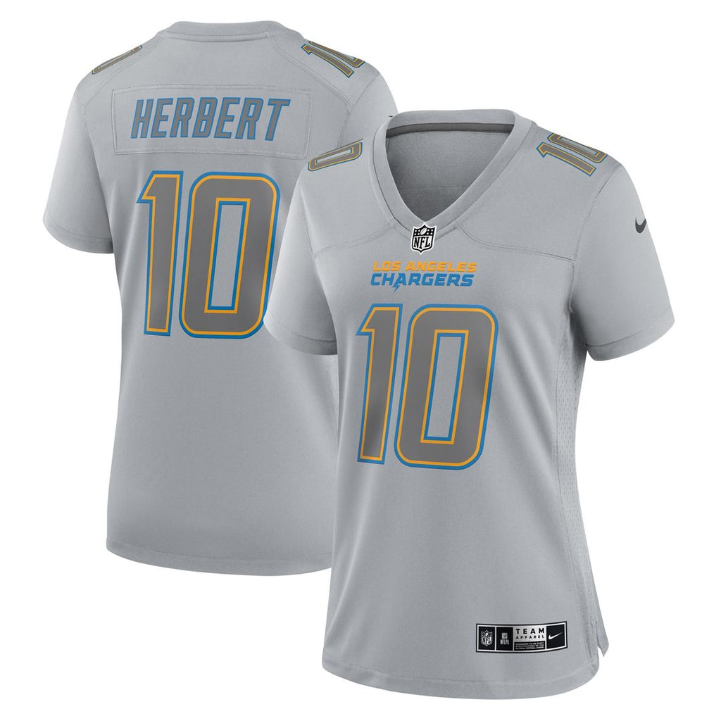 Justin Herbert Los Angeles Chargers Nike Women's Atmosphere Fashion Game Jersey - Gray Official NFL Team Apparel Football Fan Gear