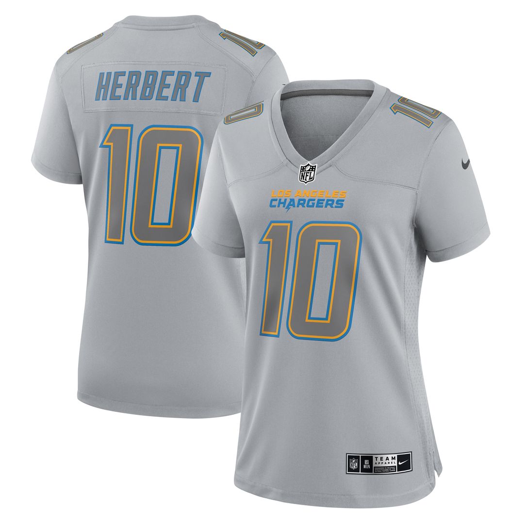 Justin Herbert Los Angeles Chargers Nike Women's Atmosphere Fashion Game Jersey - Gray Official NFL Team Apparel Football Fan Gear