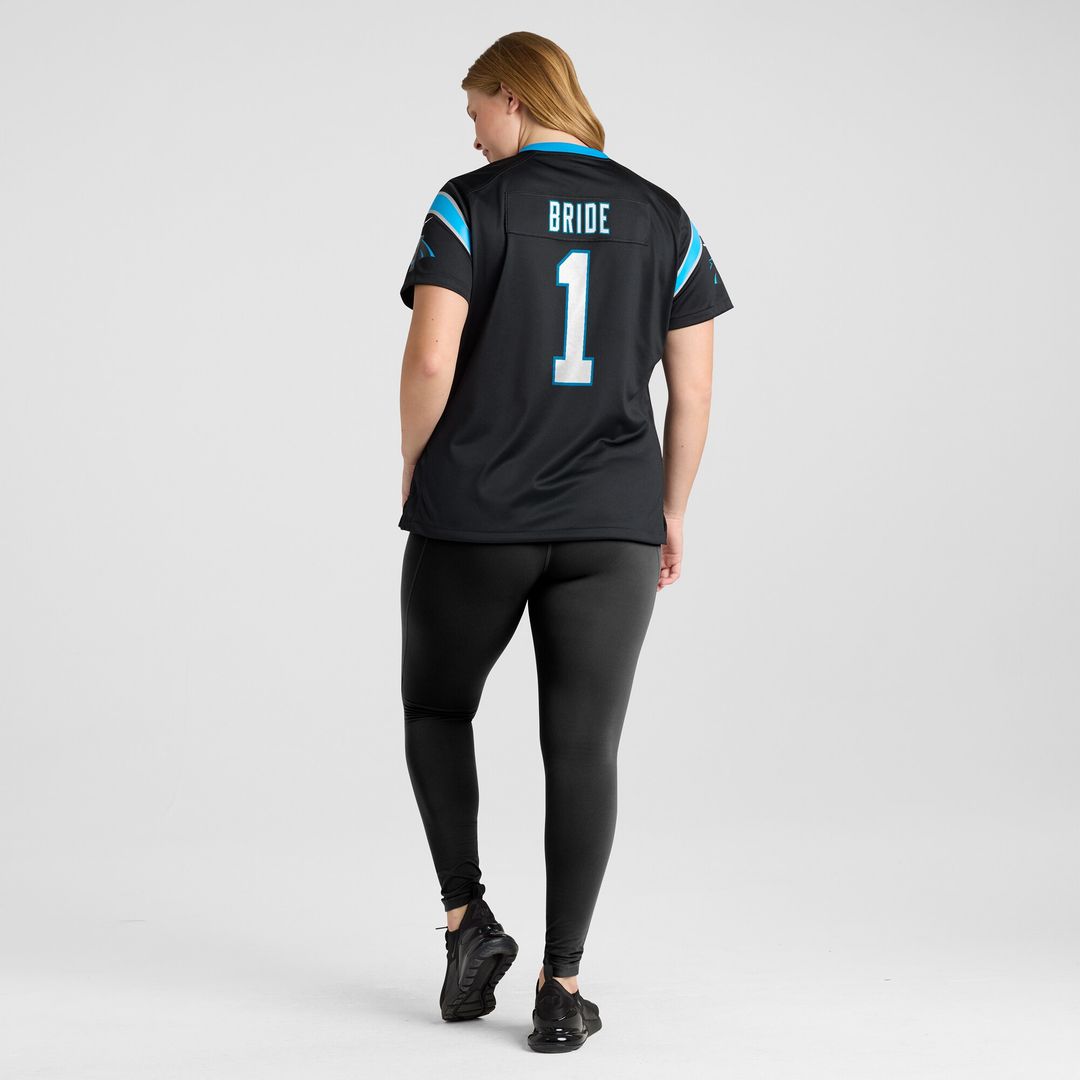 Number 1 Bride Carolina Panthers Nike Women's Game Jersey - Black Official NFL Team Apparel Football Fan Gear