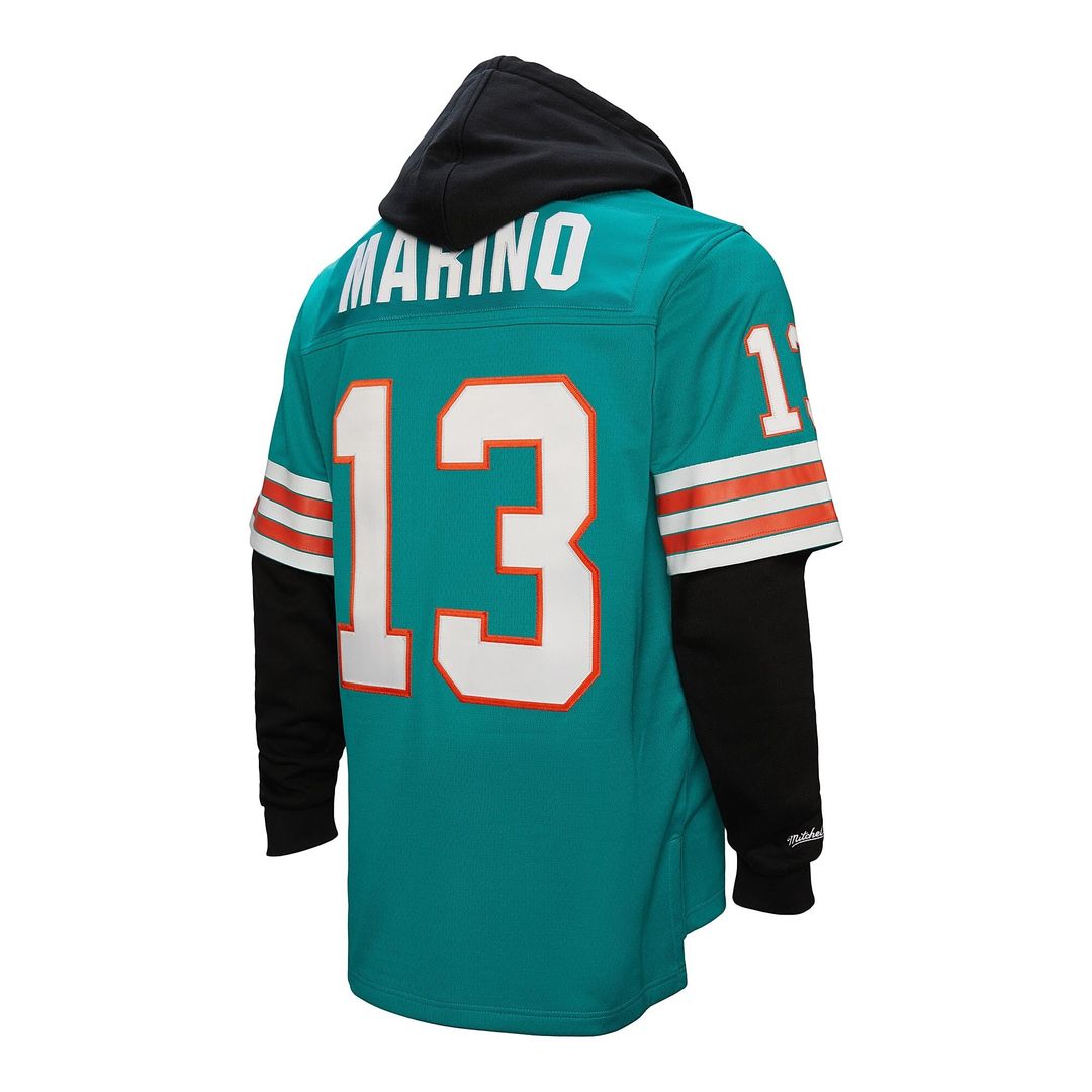 Dan Marino Miami Dolphins Mitchell & Ness Player Name & Number Hoodie Legacy Jersey - Aqua Official NFL Team Apparel Football Fan Gear