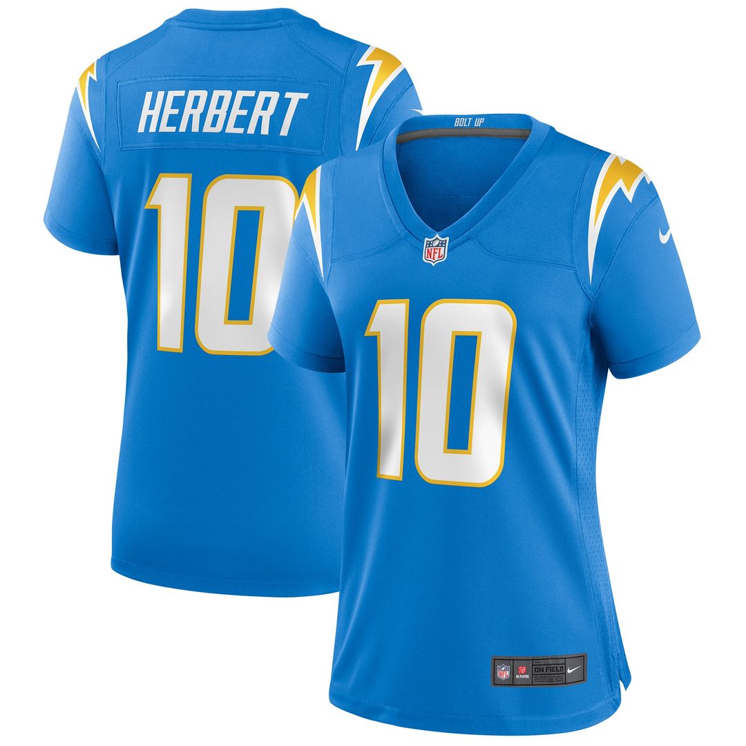Justin Herbert Los Angeles Chargers Nike Women's Player Game Jersey - Powder Blue Official NFL Team Apparel Football Fan Gear