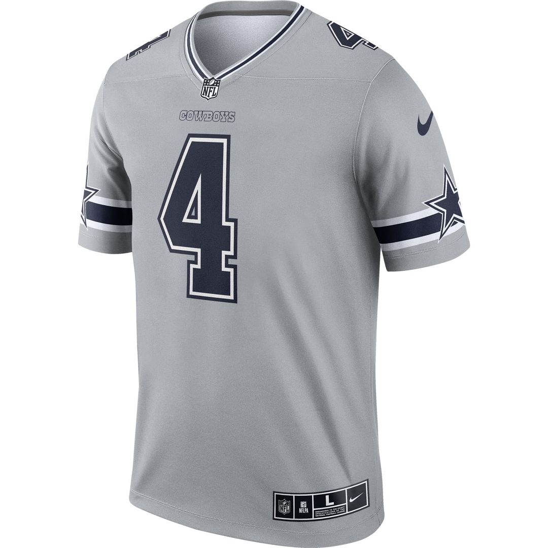 Dak Prescott Dallas Cowboys Nike Inverted Legend Player Performance Top - Gray NFL Fan Gear Popular Style