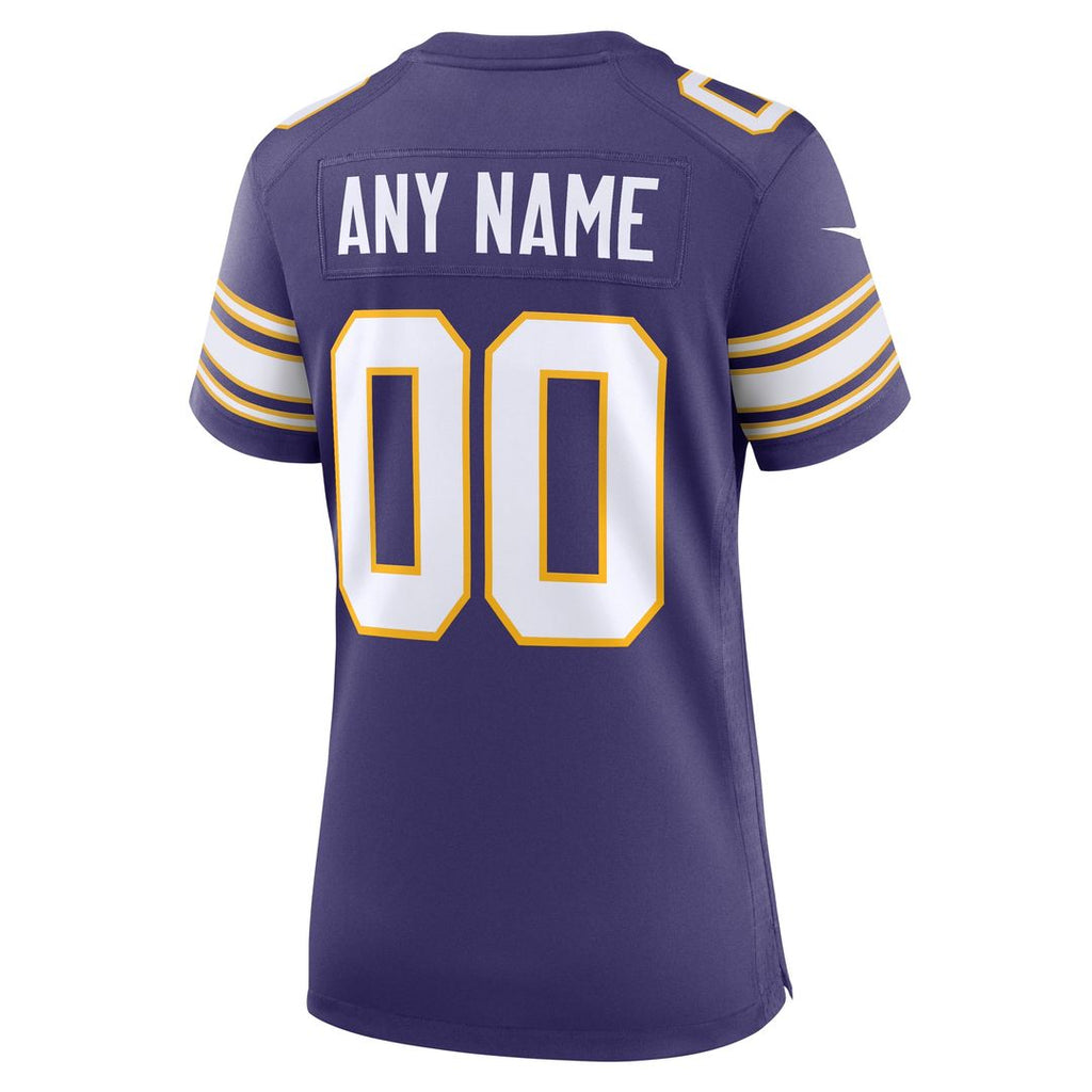 Minnesota Vikings Nike Women's Classic Custom Game Jersey - Purple Official NFL Team Apparel Football Fan Gear