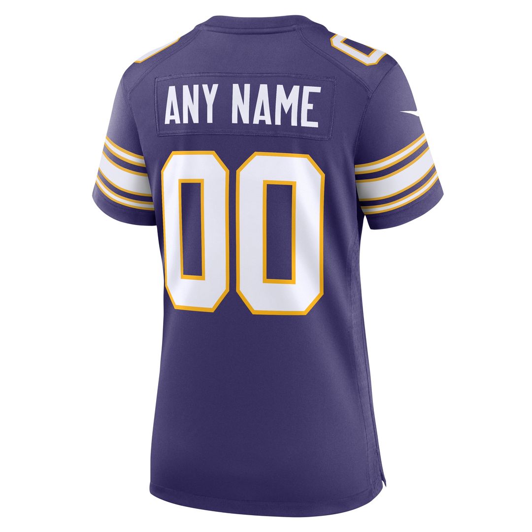 Minnesota Vikings Nike Women's Classic Custom Game Jersey - Purple Official NFL Team Apparel Football Fan Gear