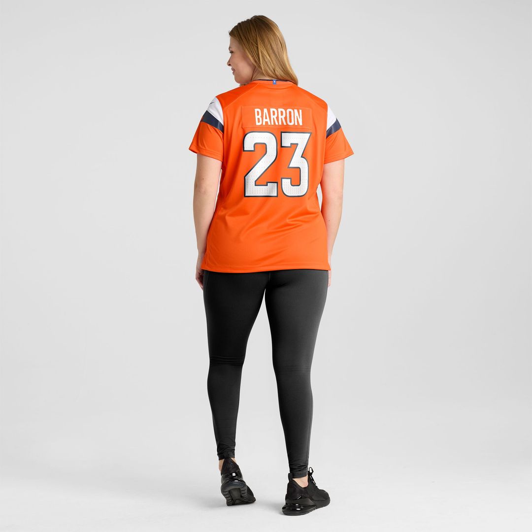 Jahdae Barron Denver Broncos Nike Women's Team Game Jersey - Orange Official NFL Team Apparel Football Fan Gear