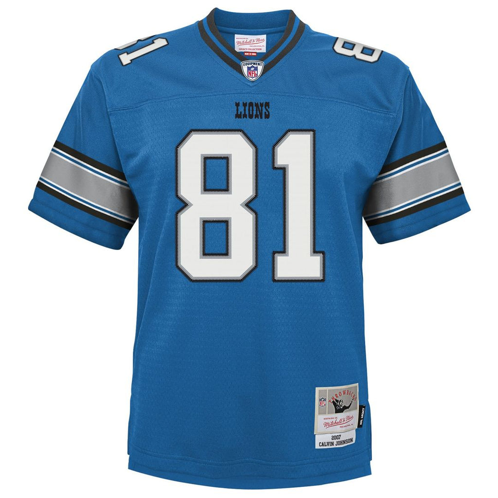 Calvin Johnson Detroit Lions Mitchell & Ness Youth Legacy Replica Jersey - Blue Official NFL Team Apparel Football Fan Gear