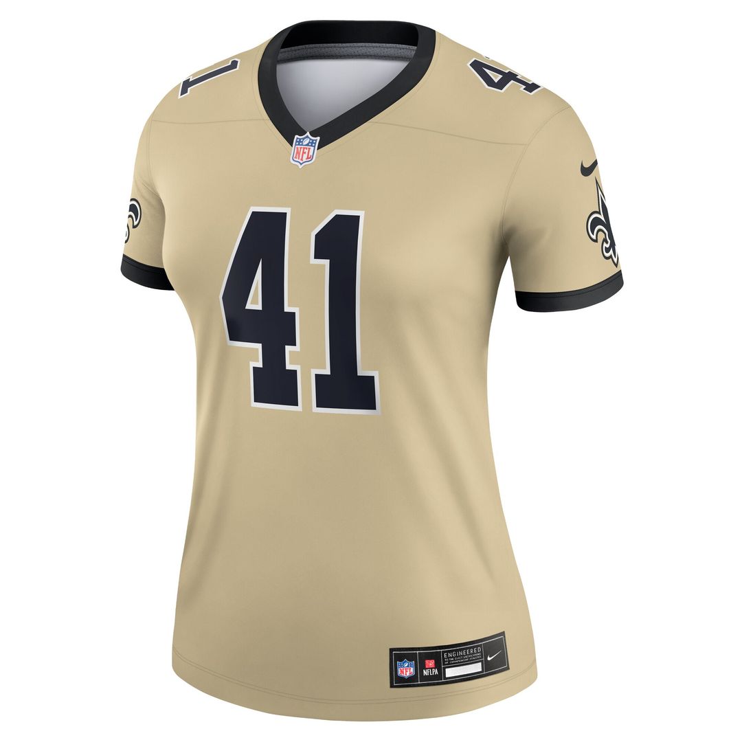 Alvin Kamara New Orleans Saints Nike Women's Gameday Golds Alternate Legend Player Performance Top - Gold NFL Fan Gear Popular Style