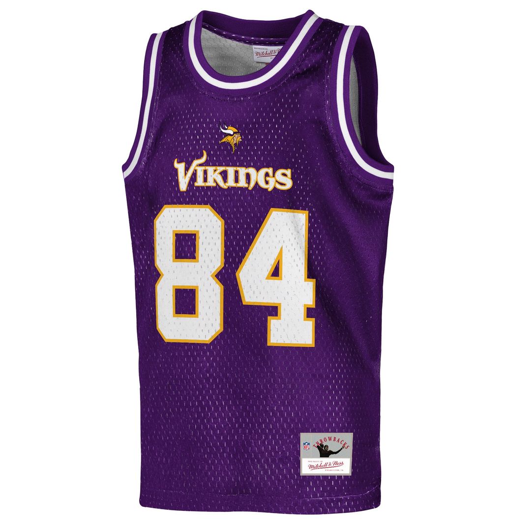 Randy Moss Minnesota Vikings Mitchell & Ness Youth Retired Player NFL Basketball Fashion Jersey - Purple Official NFL Team Apparel Football Fan Gear