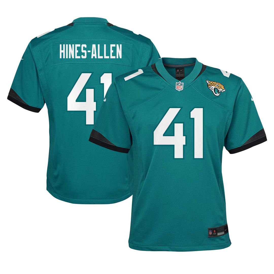 Josh Hines-Allen Jacksonville Jaguars Nike Youth Game Jersey - Teal Official NFL Team Apparel Football Fan Gear