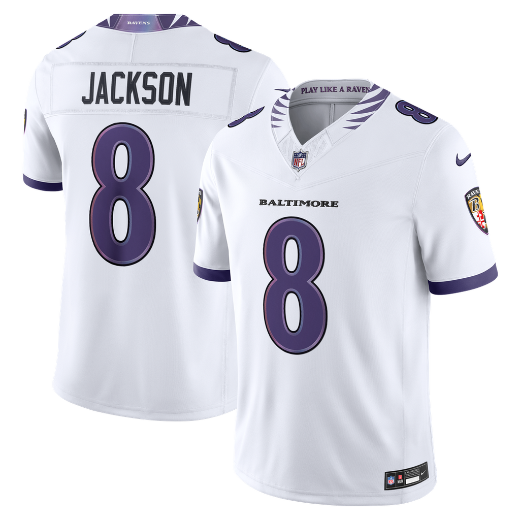 Lamar Jackson Baltimore Ravens Nike Vapor F.U.S.E. Stitched Limited Jersey - White Official NFL Team Apparel Football Fan Gear