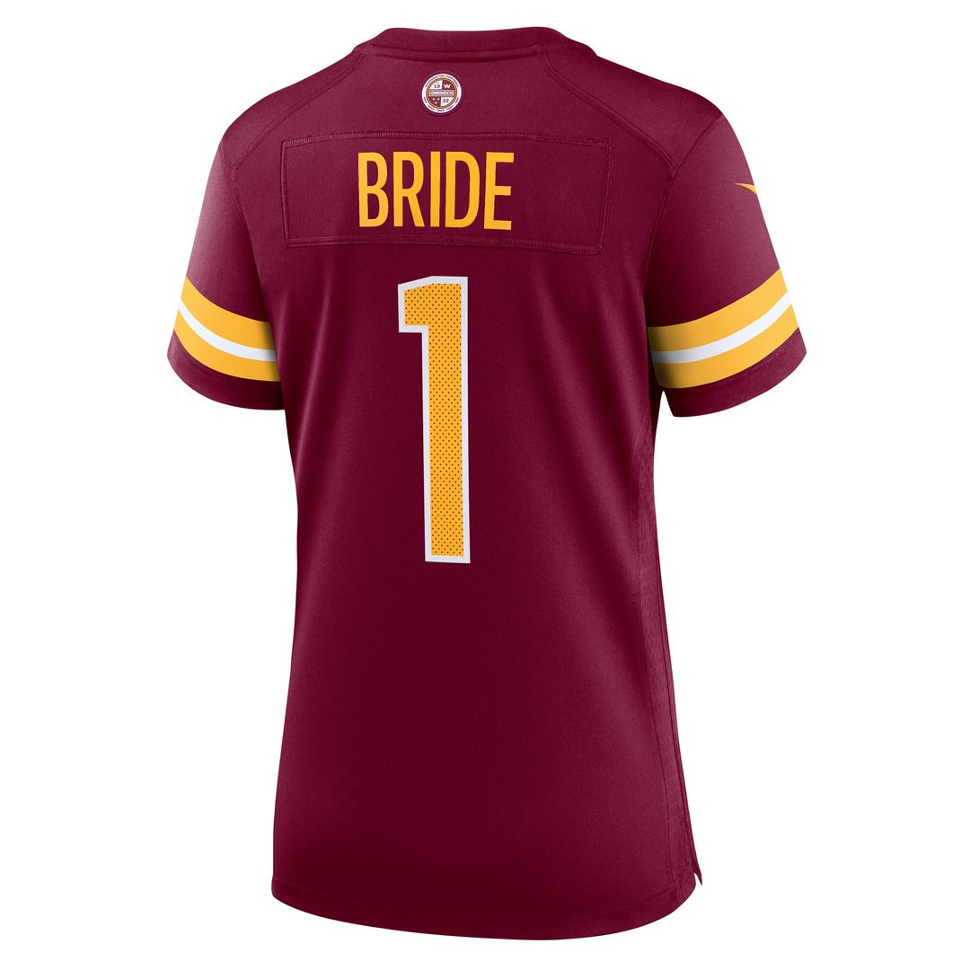 Number 1 Bride Washington Commanders Nike Women's Game Jersey - Burgundy Official NFL Team Apparel Football Fan Gear
