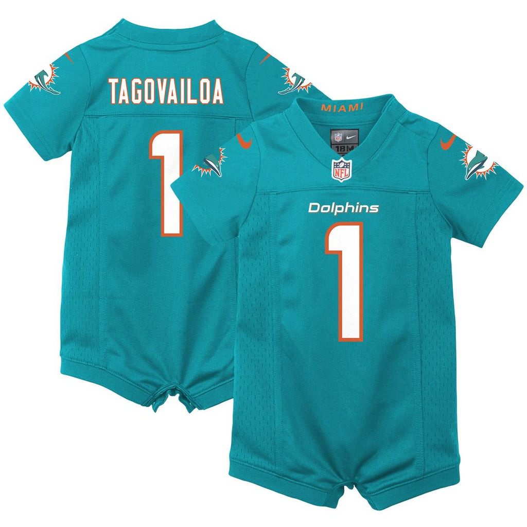 Tua Tagovailoa Miami Dolphins Nike Newborn & Infant Game Romper Jersey - Aqua Official NFL Team Apparel Football Fan Gear