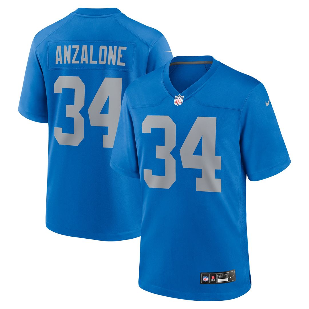 Alex Anzalone Detroit Lions Nike Alternate Game Jersey - Blue Official NFL Team Apparel Football Fan Gear
