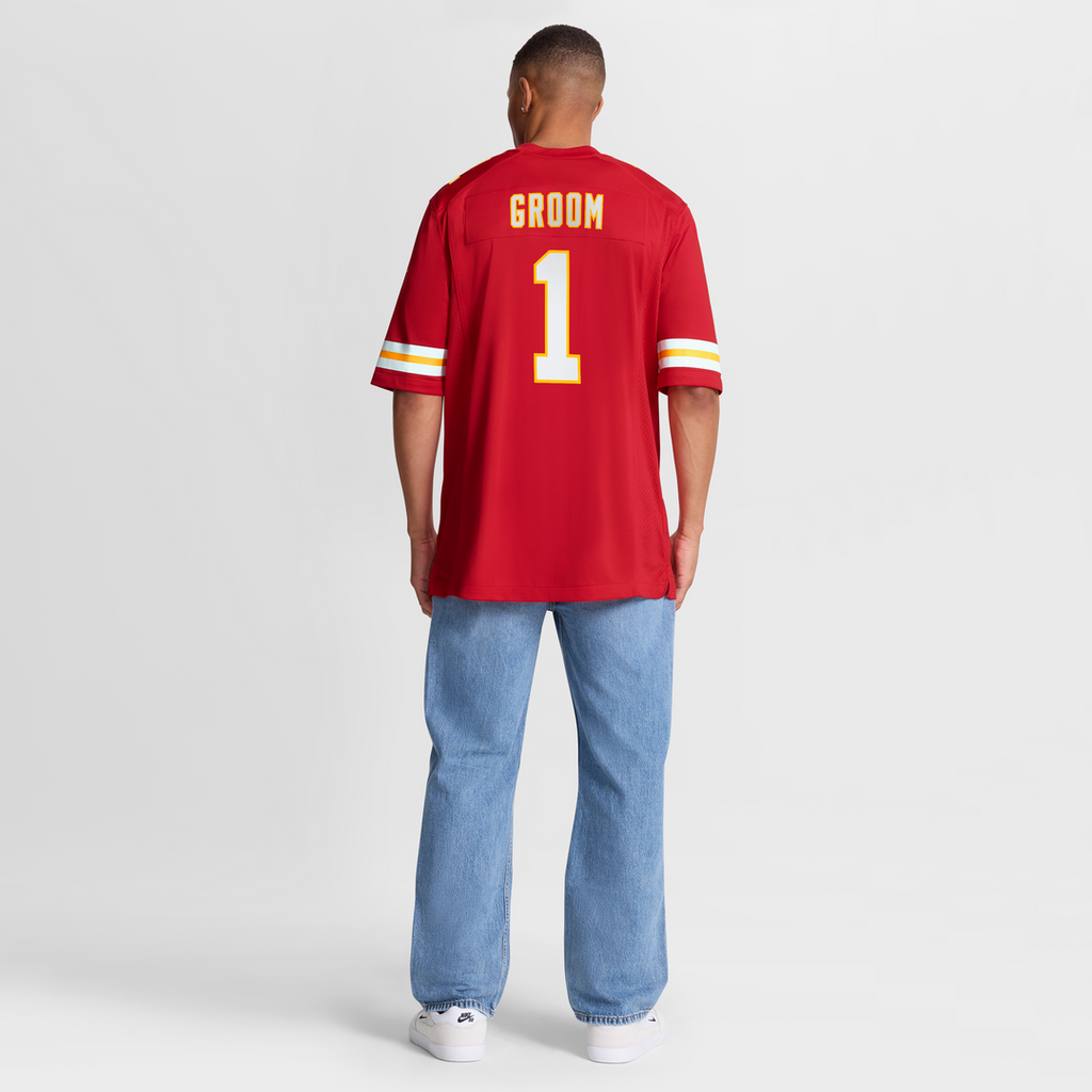 Number 1 Groom Kansas City Chiefs Nike Game Jersey - Red Official NFL Team Apparel Football Fan Gear