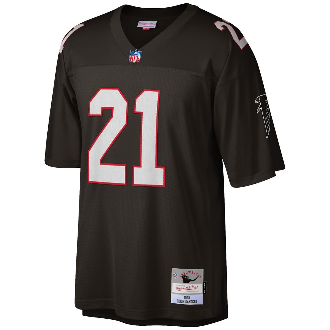 Deion Sanders Atlanta Falcons Mitchell & Ness Big & Tall 1992 Retired Player Replica Jersey - Black Official NFL Team Apparel Football Fan Gear