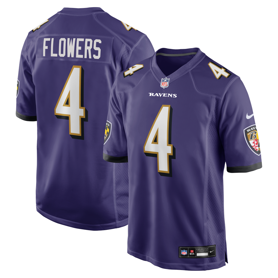 Zay Flowers Baltimore Ravens Nike Game Jersey - Purple Official NFL Team Apparel Football Fan Gear