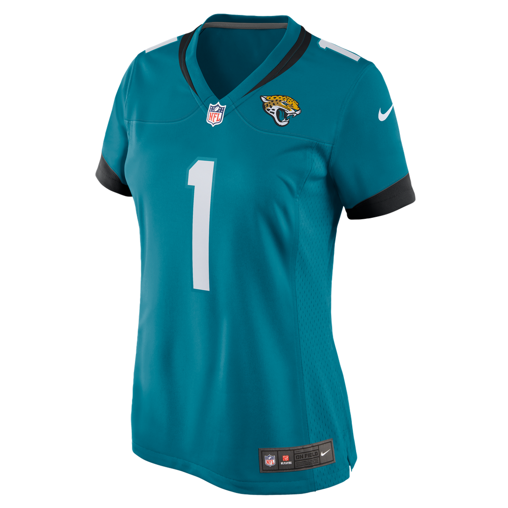 Number 1 Bride Jacksonville Jaguars Nike Women's Game Jersey - Teal Official NFL Team Apparel Football Fan Gear