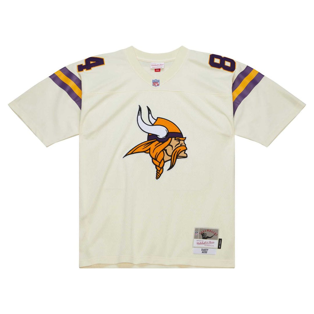 Randy Moss Minnesota Vikings Mitchell & Ness Chainstitch Legacy Jersey - Cream Official NFL Team Apparel Football Fan Gear