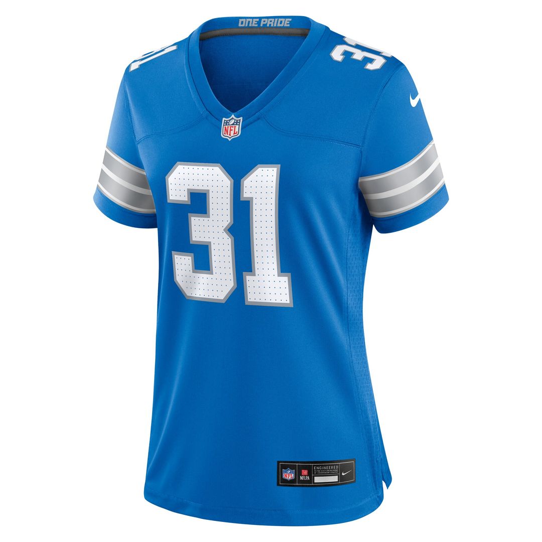 Kerby Joseph Detroit Lions Nike Women's Team Game Jersey - Blue Official NFL Team Apparel Football Fan Gear