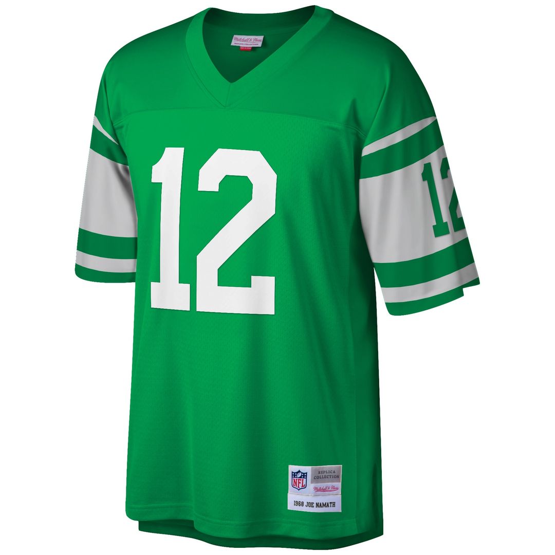 Joe Namath New York Jets Mitchell & Ness Big & Tall 1968 Retired Player Replica Jersey - Green Official NFL Team Apparel Football Fan Gear