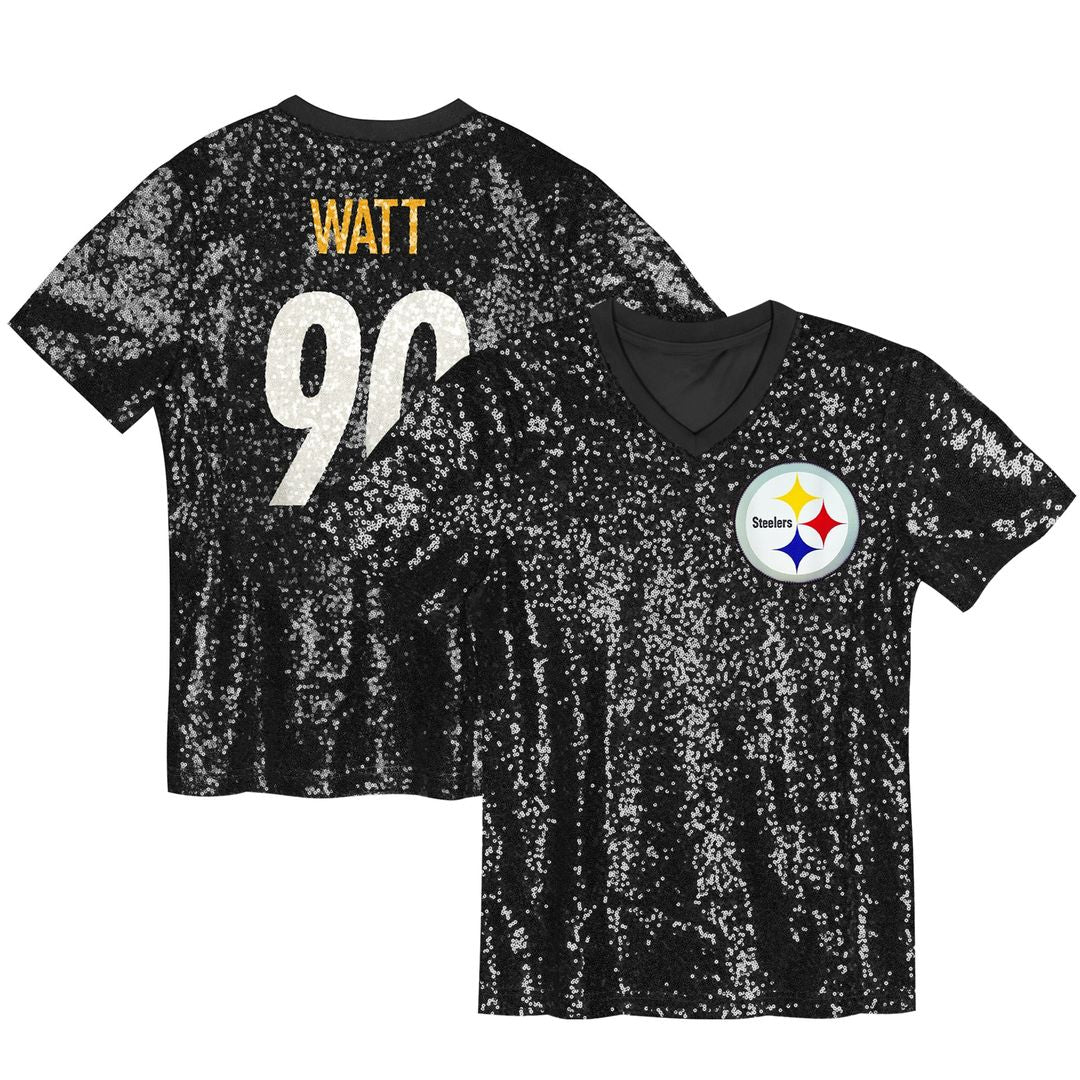T.J. Watt Pittsburgh Steelers Women's Player Name & Number V-Neck Fashion Jersey - Black Official NFL Team Apparel Football Fan Gear