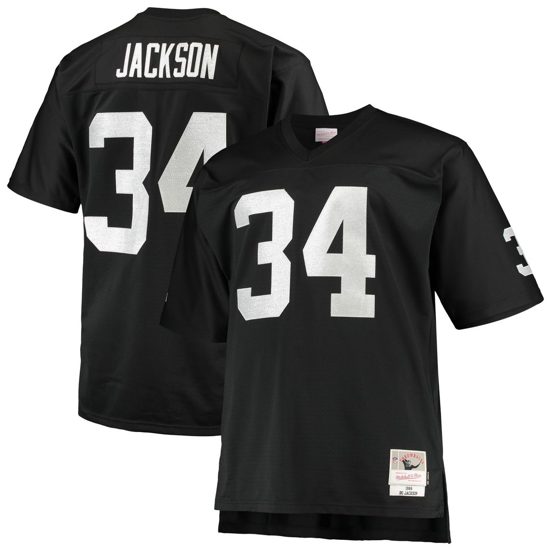 Bo Jackson Las Vegas Raiders Mitchell & Ness Big & Tall 1988 Retired Player Replica Jersey - White Official NFL Team Apparel Football Fan Gear