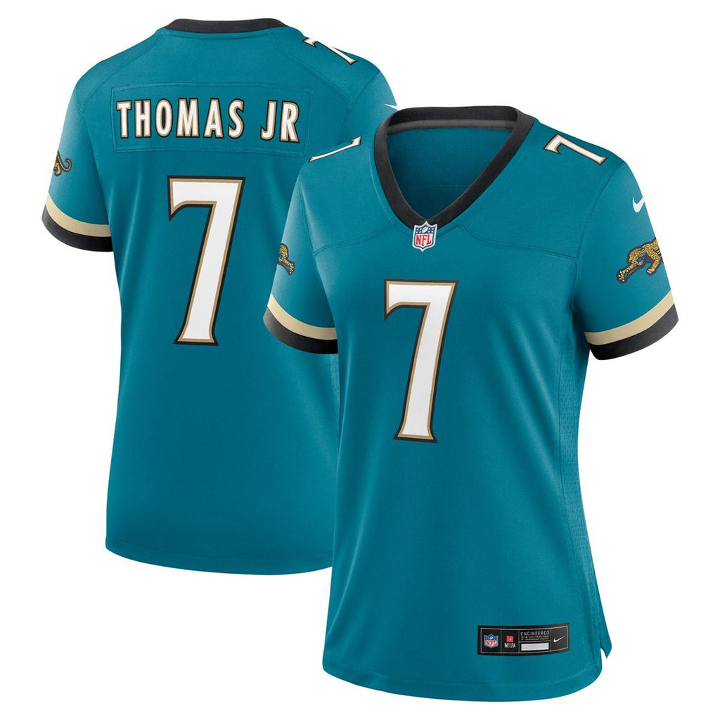 Brian Thomas Jr. Jacksonville Jaguars Nike Women's Prowler Throwback Game Jersey - Teal Official NFL Team Apparel Football Fan Gear