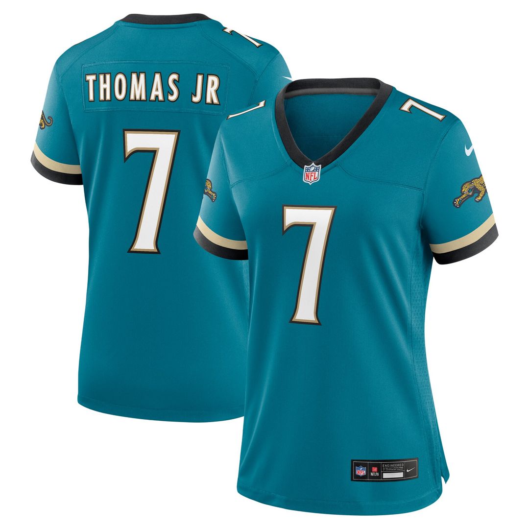 Brian Thomas Jr. Jacksonville Jaguars Nike Women's Prowler Throwback Game Jersey - Teal Official NFL Team Apparel Football Fan Gear