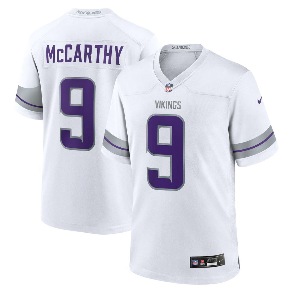J.J. McCarthy Minnesota Vikings Nike Alternate Game Player Jersey - White Official NFL Team Apparel Football Fan Gear