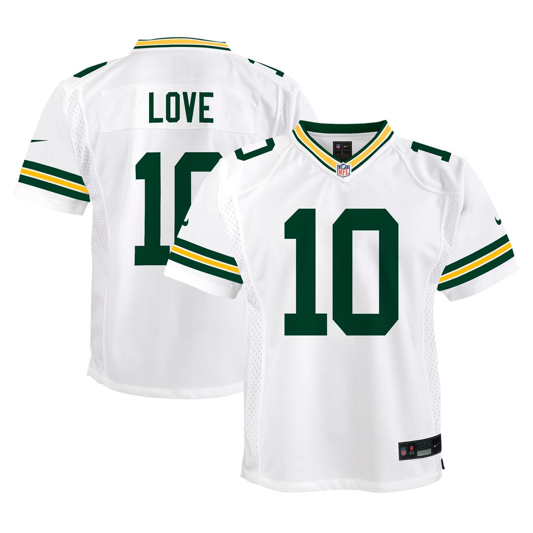 Jordan Love Green Bay Packers Nike Youth Game Jersey - White Official NFL Team Apparel Football Fan Gear