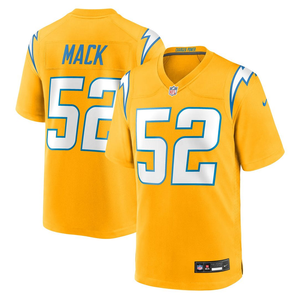 Khalil Mack Los Angeles Chargers Nike Alternate Charger Power Game Player Jersey - Gold Official NFL Team Apparel Football Fan Gear