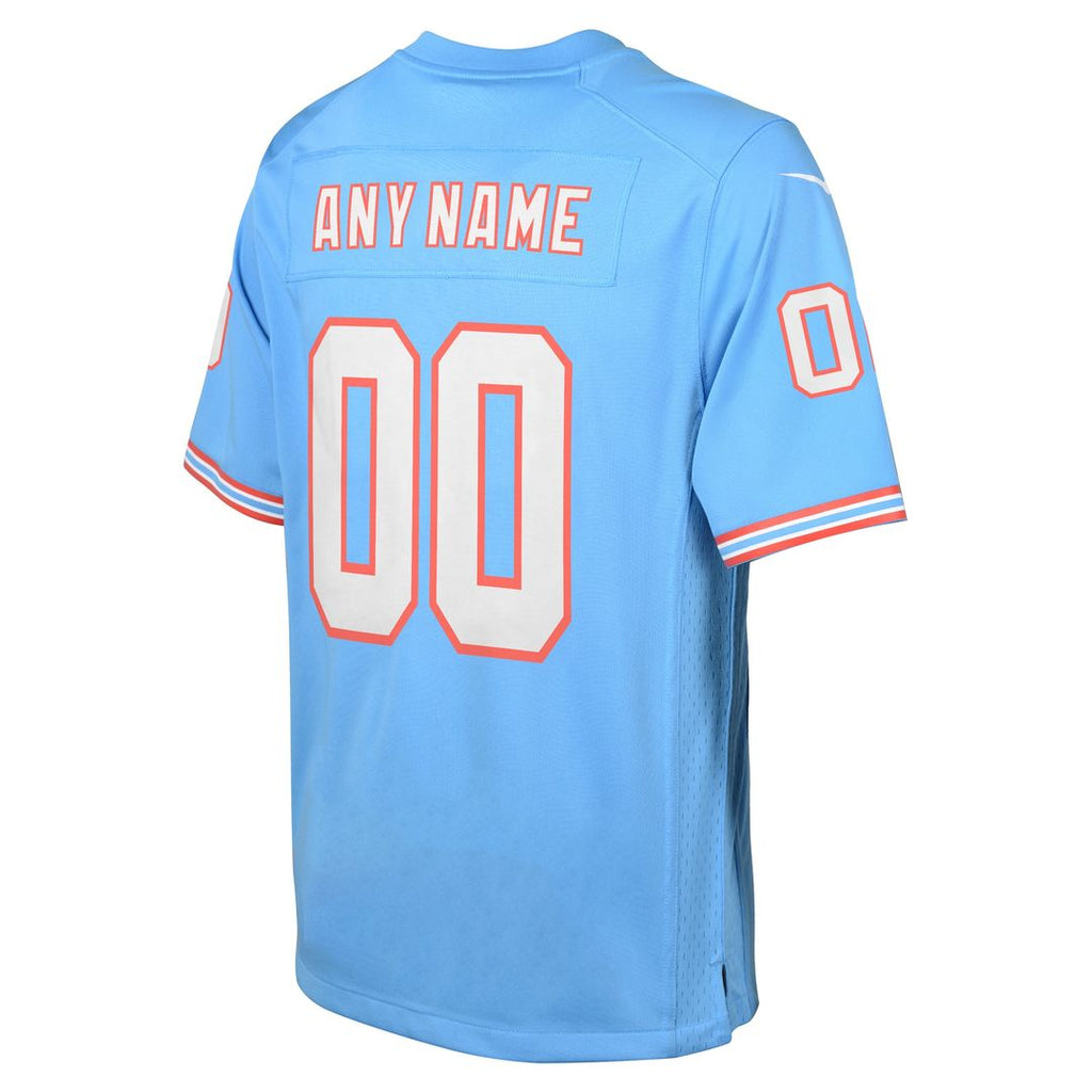 Tennessee Titans Nike Youth Oilers Throwback Custom Game Jersey - Light Blue Official NFL Team Apparel Football Fan Gear