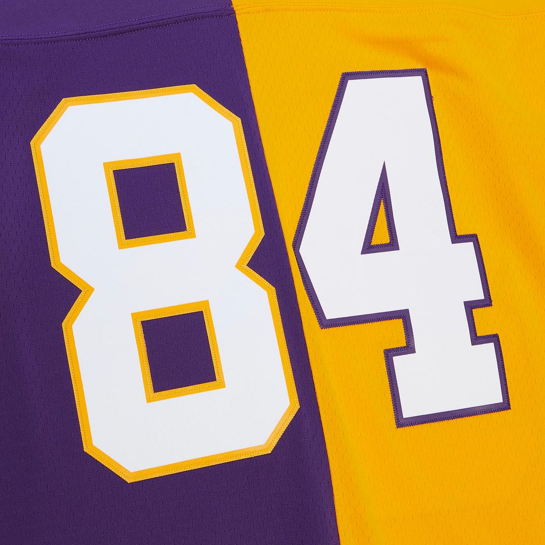 Randy Moss Minnesota Vikings Mitchell & Ness 1998 Split Legacy Replica Jersey - Purple/Gold Official NFL Team Apparel Football Fan Gear