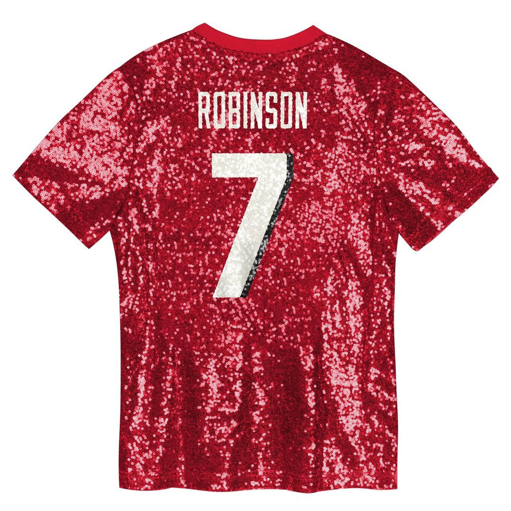 Bijan Robinson Atlanta Falcons Girls Youth Sequin V-Neck Fashion Jersey - Red Official NFL Team Apparel Football Fan Gear