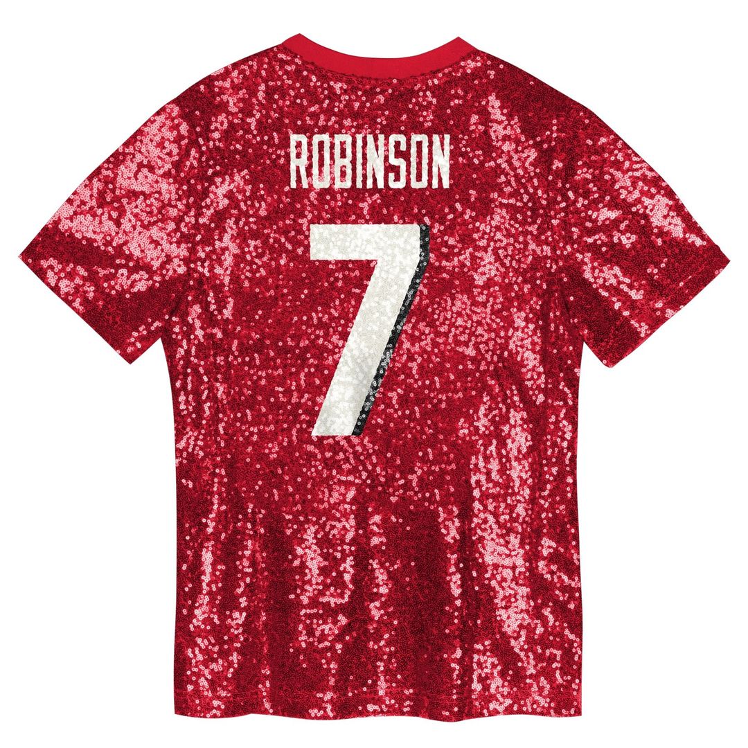 Bijan Robinson Atlanta Falcons Girls Youth Sequin V-Neck Fashion Jersey - Red Official NFL Team Apparel Football Fan Gear
