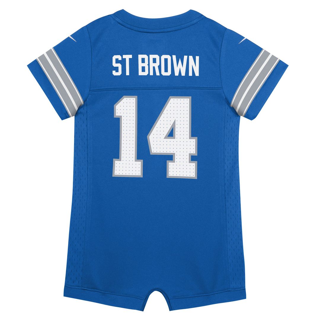 Amon-Ra St. Brown Detroit Lions Nike Newborn & Infant Game Romper Jersey - Blue Official NFL Team Apparel Football Fan Gear