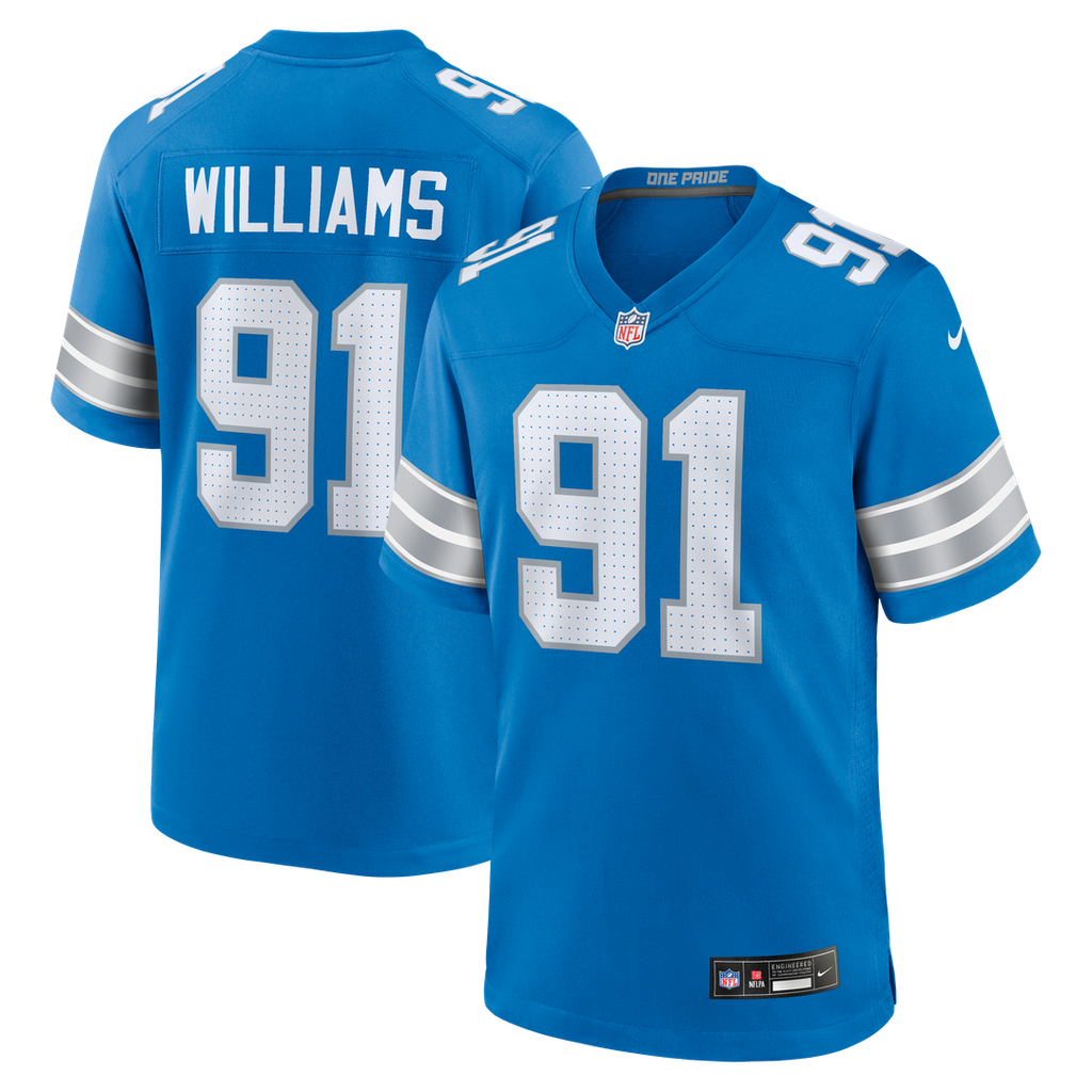 Tyleik Williams Detroit Lions Nike Team Game Jersey - Blue Official NFL Team Apparel Football Fan Gear