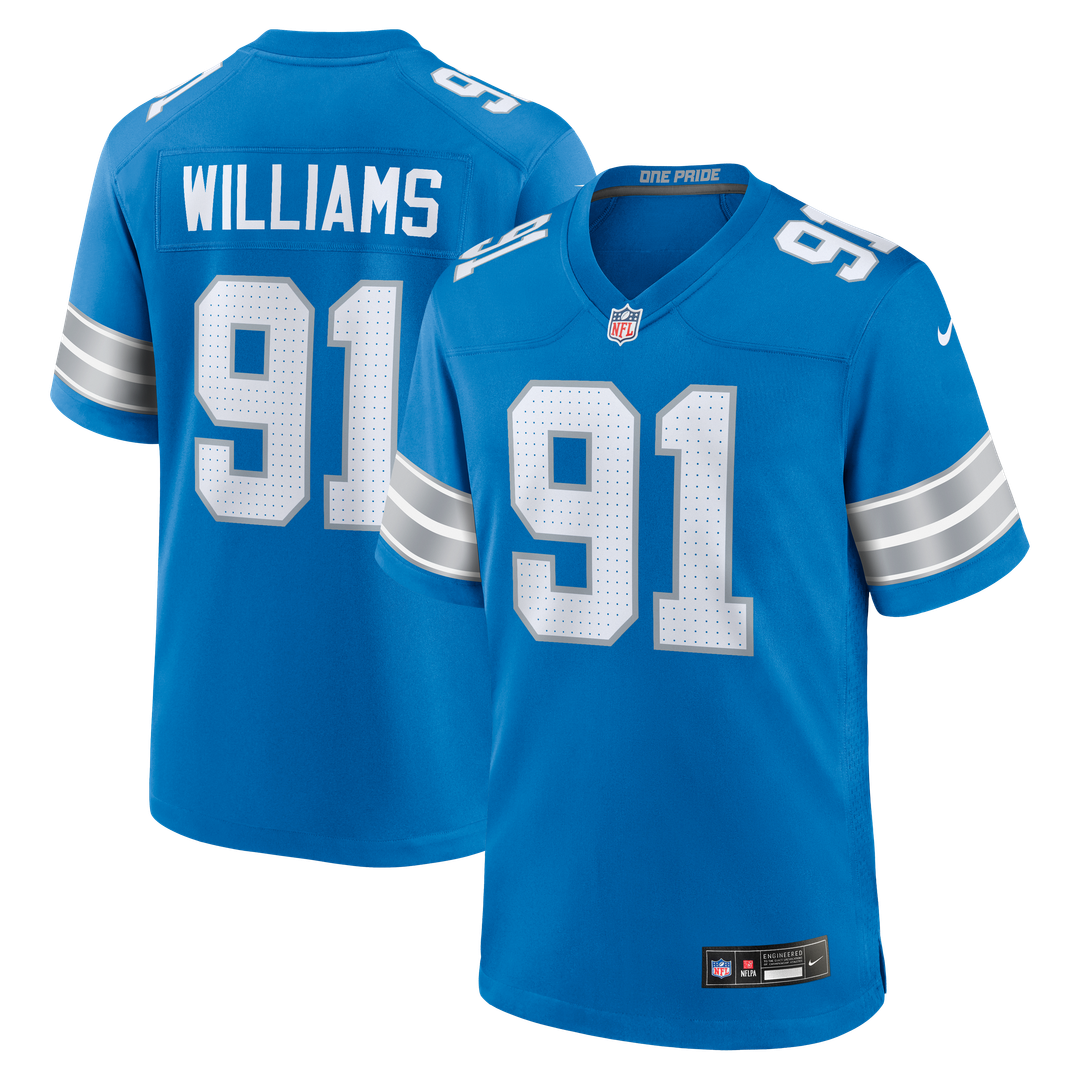 Tyleik Williams Detroit Lions Nike Team Game Jersey - Blue Official NFL Team Apparel Football Fan Gear