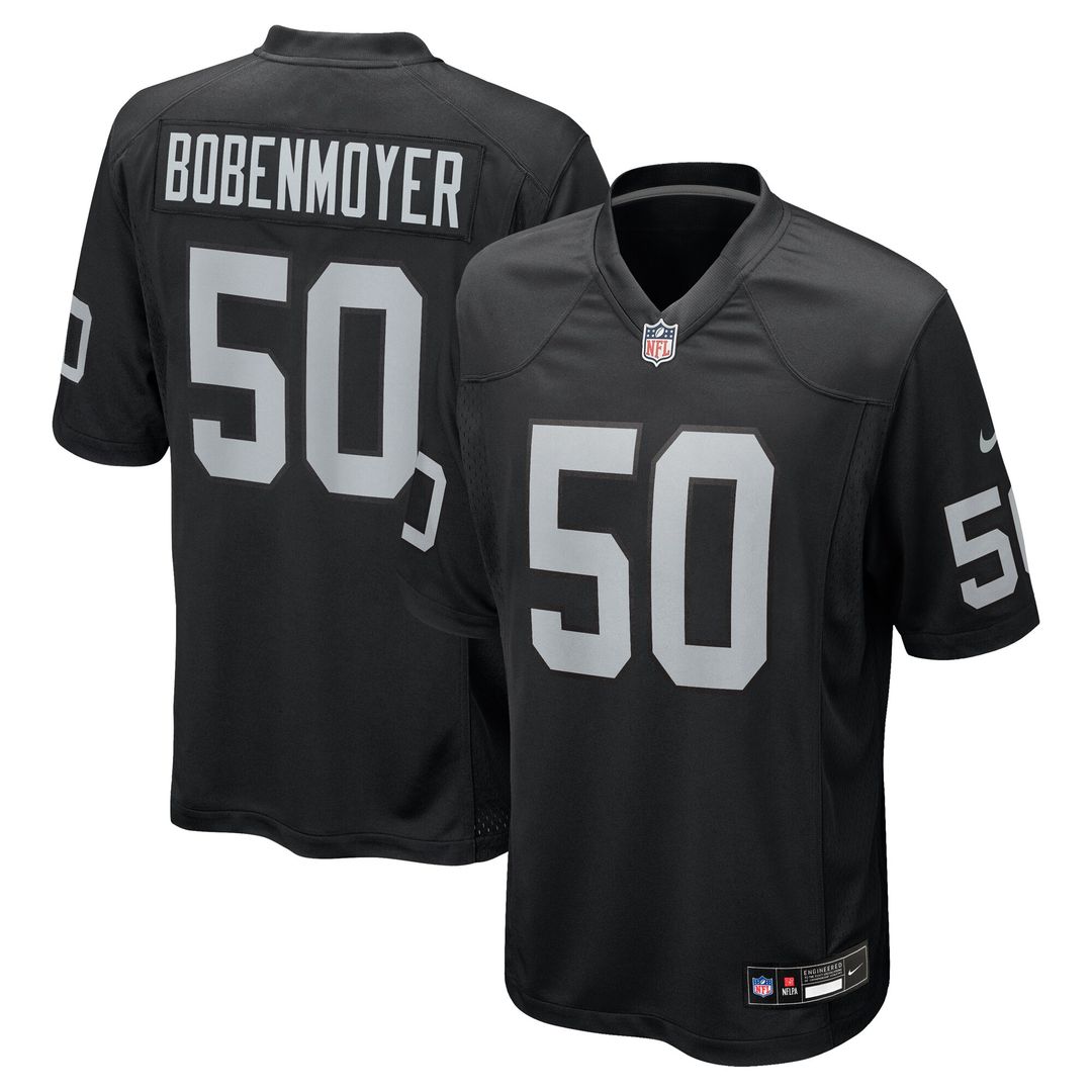 Jacob Bobenmoyer Las Vegas Raiders Nike Game Player Jersey - Black Official NFL Team Apparel Football Fan Gear