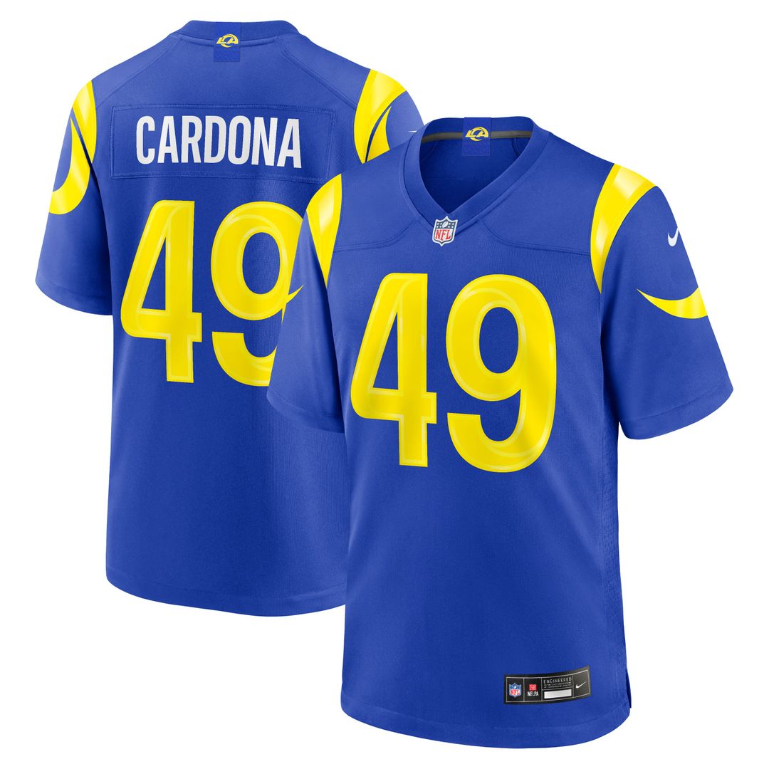 Joe Cardona Los Angeles Rams Nike Team Game Jersey - Royal Official NFL Team Apparel Football Fan Gear