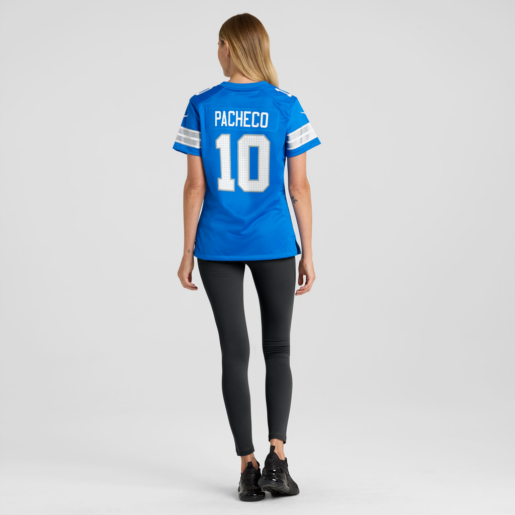 Isiah Pacheco Detroit Lions Nike Women's Team Game Jersey - Blue Official NFL Team Apparel Football Fan Gear